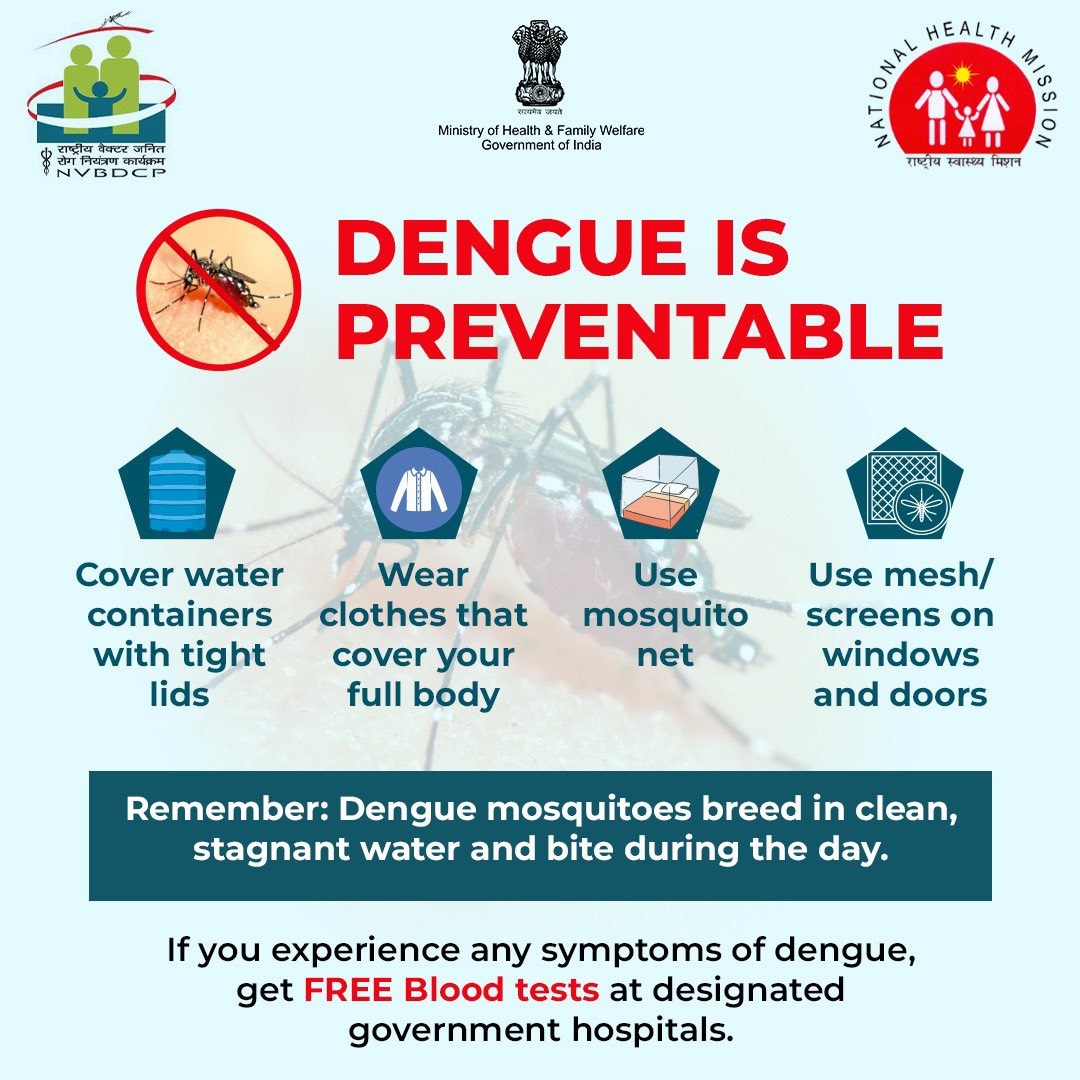 GHMCOnline's tweet image. GHMC urges citizens to stay alert as dengue & malaria risks rise during the monsoon 🌧️ due to stagnant water.
GHMC teams are conducting fogging and anti-larval operations citywide. Your cooperation is vital.
Prevention Tips:
✅ Cover all water storage containers
✅ Keep your…