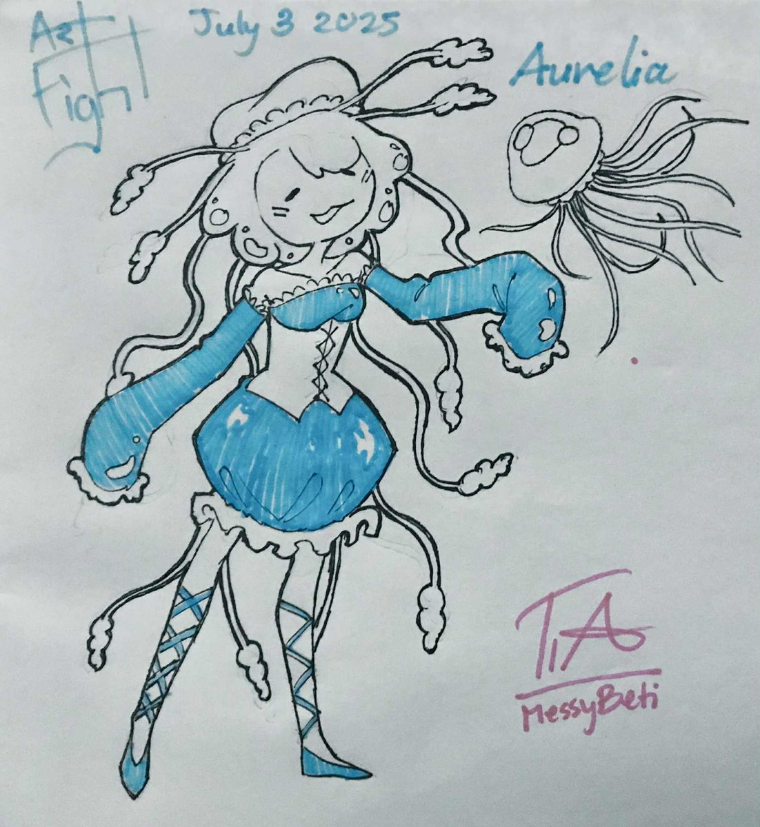 VeryBerryTired's tweet image. #artfightattack for pup_toast
They have really cool characters and Aurelia here seems like she’d be besties wih my oc
#artfight #artfightteamfossils #artfight2025 #art #jellyfish