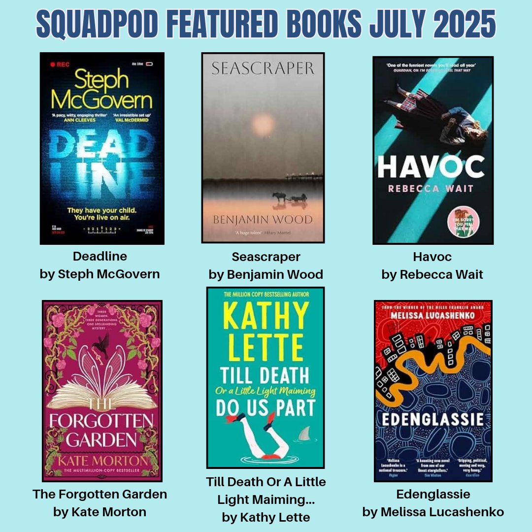 The SquadPod Collective (@squadpod3) on Twitter photo Also featuring this month...
#Deadline by <a href="/StephLunch/">Steph McGovern</a>
#Seascraper by Benjamin Wood
#Havoc by Rebecca Wait
#TheForgottenGarden by Kate Morton
#Edenglassie by Melissa Lucashenko
#TillDeathOrALittleLightMaimingDoUsPart by @kathylette
Something for everyone here! 🤩 Also featuring this month...
#Deadline by <a href="/StephLunch/">Steph McGovern</a>
#Seascraper by Benjamin Wood
#Havoc by Rebecca Wait
#TheForgottenGarden by Kate Morton
#Edenglassie by Melissa Lucashenko
#TillDeathOrALittleLightMaimingDoUsPart by @kathylette
Something for everyone here! 🤩