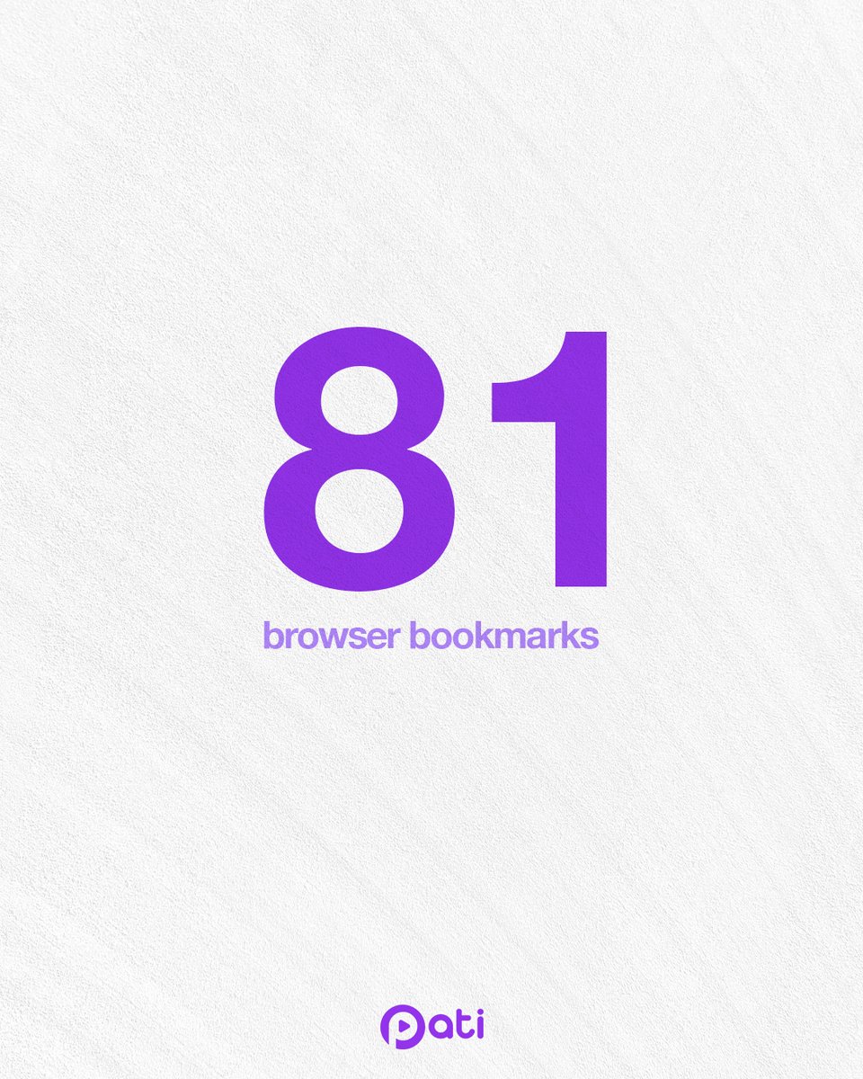 patiplayglobal's tweet photo. 81 browser bookmarks
All saved for “inspiration.”
But we’re pretty sure half of them are just weird TikToks and cat photos.

#patiplay #worldcinema https://t.co/TMydcYzdhA