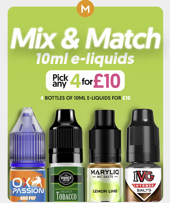mistEliquid's tweet photo. Our Mix &amp; Match deals are a fantastic way to explore different flavours and nicotine strengths, or simply stock up on your favourites.
https://t.co/xhBU5jcPK2 https://t.co/lGbYi4mbcf