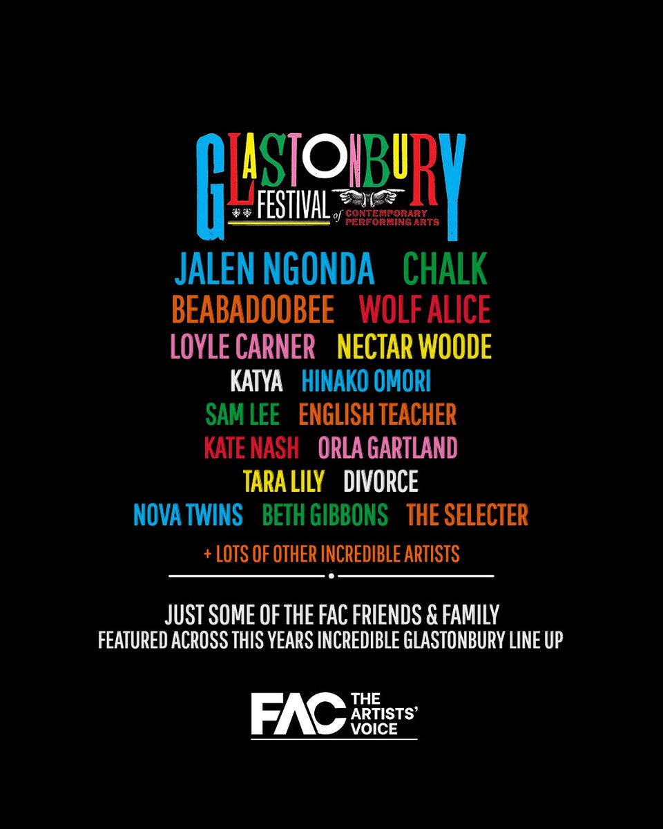 At the FAC, we’re proud to have seen so many friends, family and affiliated artists featured across this year’s Glastonbury line-up. Among them are previous FAC Step Up Fund awardees, performing alongside countless other talented artists.