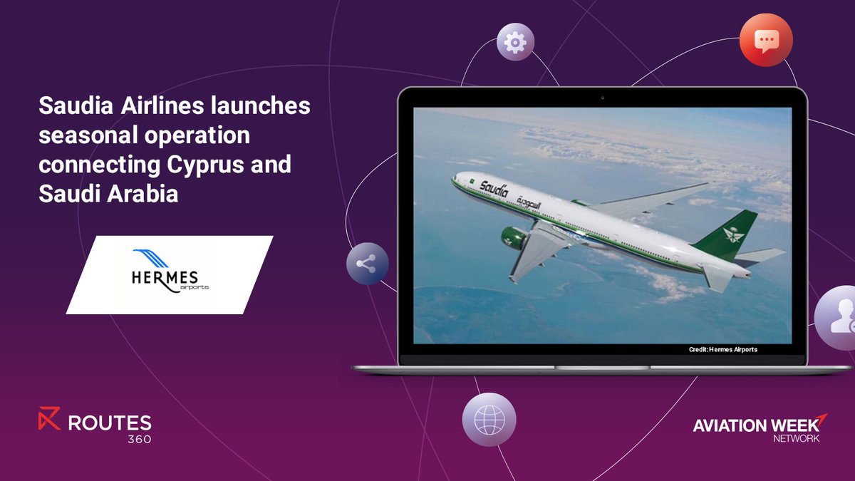 📢 #Routes360 member success 📢 

This summer, Saudia Airlines becomes a frequent visitor to Larnaka International Airport, introducing a new direct route to Riyadh, the capital of the Kingdom of Saudi Arabia: bit.ly/3G7rsds