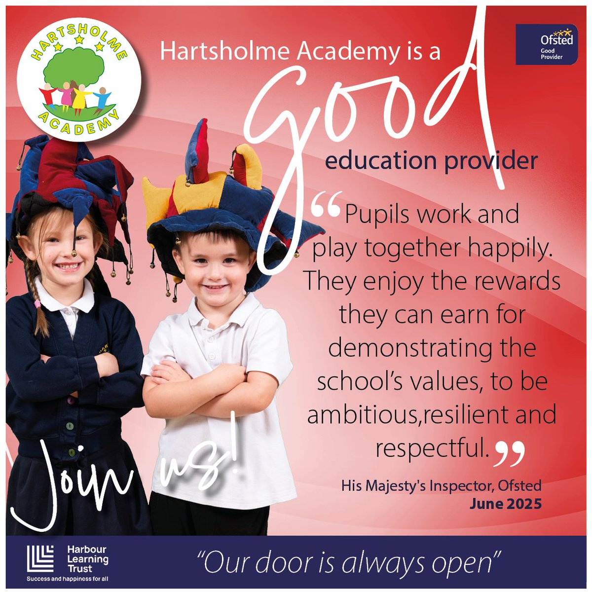 Harbour Learning Trust (@harbourlearning) on Twitter photo We are proud to announce that
<a href="/hartsholmeacad/">Hartsholme Academy</a>
has received a GOOD outcome from a recent Ofsted inspection. This is down to the fantastic leadership team, the committed, supportive staff and the local community who help us live our DANCE values every day. #teamhartsholme We are proud to announce that
<a href="/hartsholmeacad/">Hartsholme Academy</a>
has received a GOOD outcome from a recent Ofsted inspection. This is down to the fantastic leadership team, the committed, supportive staff and the local community who help us live our DANCE values every day. #teamhartsholme