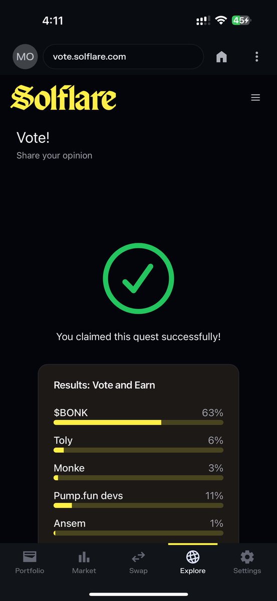 I voted on solflare <a href="/solflare/">Solflare - The Solana Wallet</a> #SolflareVote