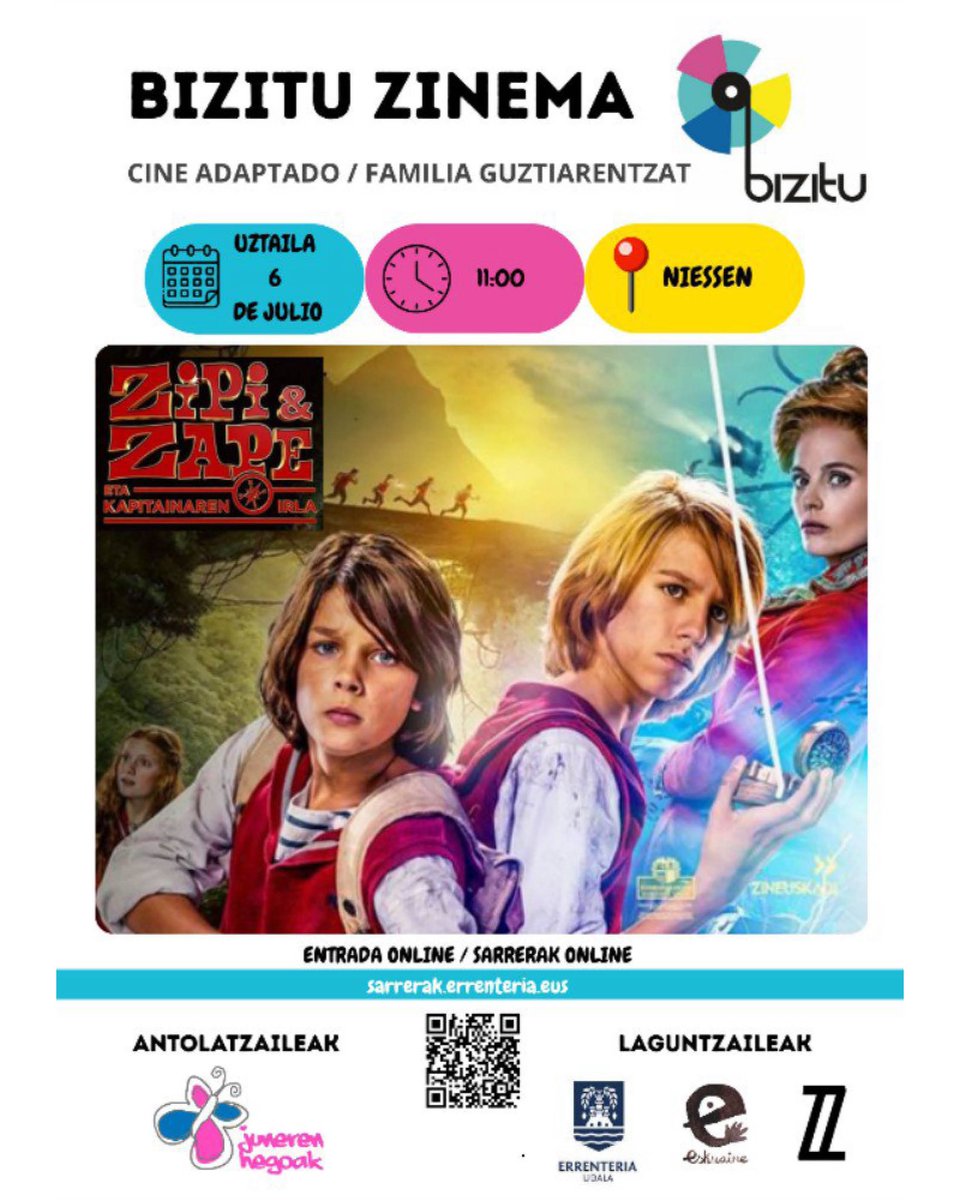 Bizipoza Elkartea (@bizipoza_eus) on Twitter photo 🎥 “Zipi eta Zape eta Kapitainaren irla” izango da <a href="/JunerenHegoak/">JunerenHegoak</a>|ek antolaturiko Bizitu zinema egokituaren datorren saioaren filma.
🗓️ Uztailak 6, igandea
🕑 11:00
📍 Niessen, Errenteria
🎟️ Sarrera doan (gonbidapena eskuratu beharko da)
🔗 labur.eus/BizipozaElkart… 🎥 “Zipi eta Zape eta Kapitainaren irla” izango da <a href="/JunerenHegoak/">JunerenHegoak</a>|ek antolaturiko Bizitu zinema egokituaren datorren saioaren filma.
🗓️ Uztailak 6, igandea
🕑 11:00
📍 Niessen, Errenteria
🎟️ Sarrera doan (gonbidapena eskuratu beharko da)
🔗 labur.eus/BizipozaElkart…