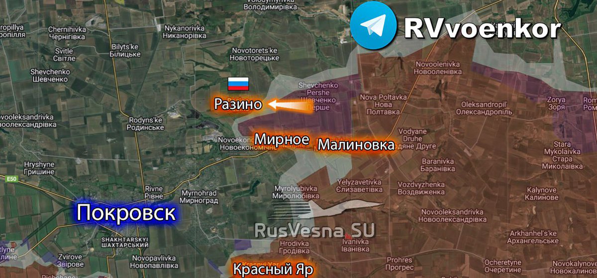Anonym194504's tweet photo. 03.07.2025
🇺🇦🔥🇷🇺 Das Russische Verteidigungsministerium gibt die vollständige Einnahme des Dorfes #Razine nördlich von #Pokrovsk bekannt. 

#Ukraine #Russland #Selenskyj #Donetzk #Sumy #Trump #War #krieg #USA #Taurus  #Dnipropetrovsk #Kursk #Moskau #Sewersk #Israel #Iran https://t.co/vOtYw6QTnN