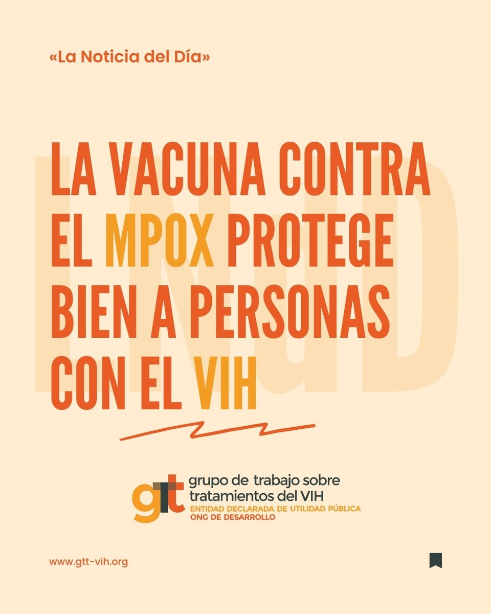 Un estudio en EE UU revisó el efecto de la vacunación frente al mpox. Contó con datos de casi 20.000 personas con el VIH.

💉¿Resultado?

La vacuna fue eficaz incluso en personas con pocas defensas.

📲Lee «La Noticia del Día» en la web de gTt-VIH 🧡 

🔗 gtt-vih.org/publicaciones/…