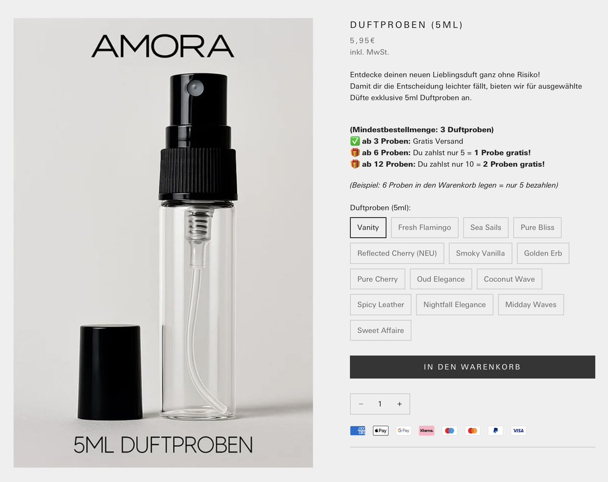 Unsere Duftproben sind endlich da! ✨

Einige gibt es aktuell nur 3x – also schnell sein lohnt sich! 🏃‍♂️

🔜 Am Montag: 13 neue aus dem Sommer-Sortiment!