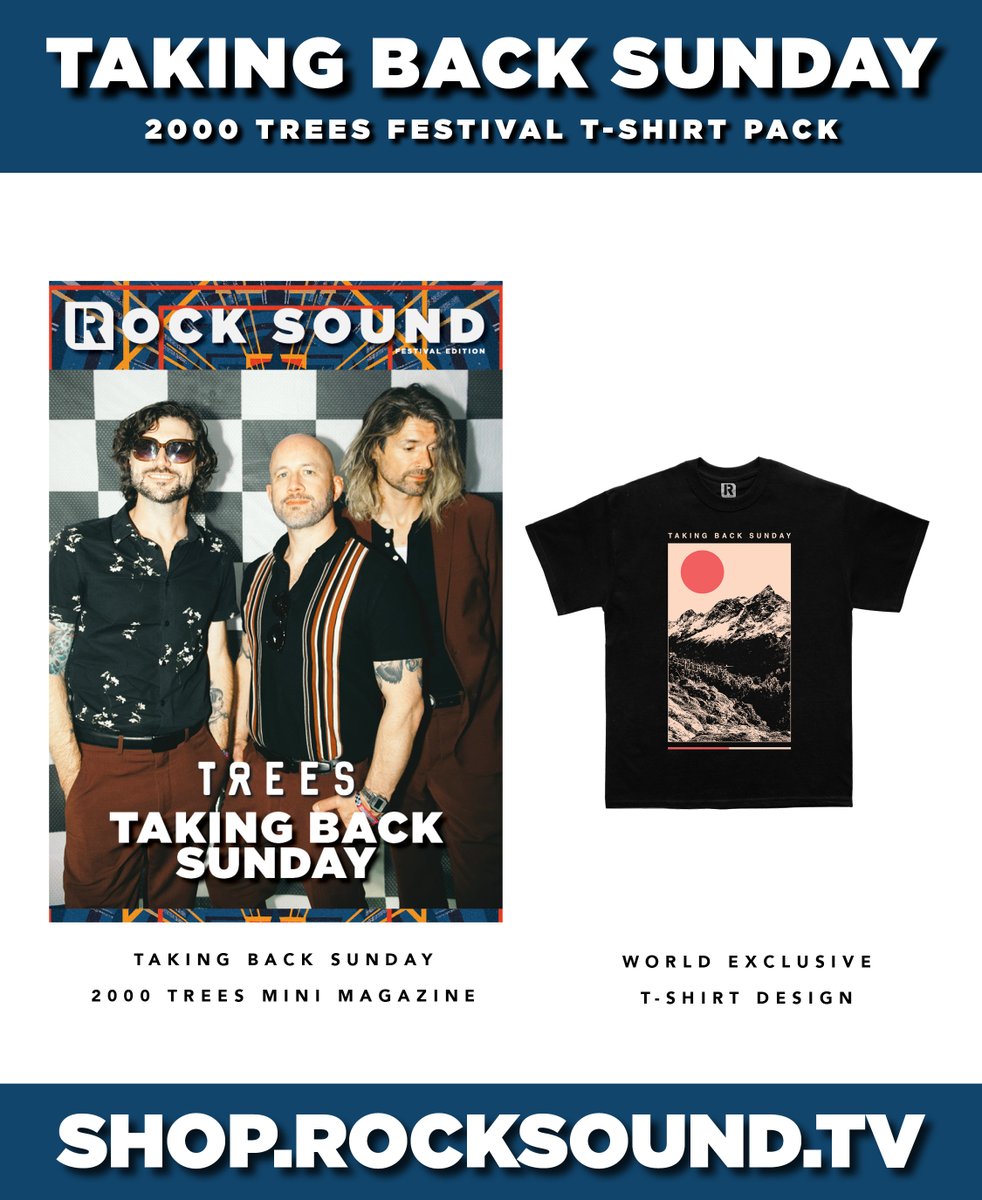 Rock Sound (@rocksound) on Twitter photo 2000trees Festival kicks off next week with another huge lineup
Pick up your mini magazine and exclusive t-shirts from PVRIS, Taking Back Sunday and Coheed And Cambria right now at shop.rocksound.tv/collections/20… 2000trees Festival kicks off next week with another huge lineup
Pick up your mini magazine and exclusive t-shirts from PVRIS, Taking Back Sunday and Coheed And Cambria right now at shop.rocksound.tv/collections/20…