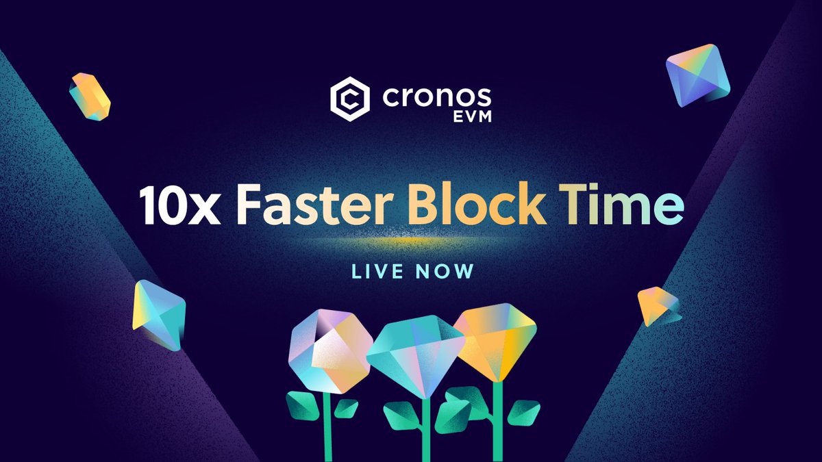 ⚡ It is official — Cronos EVM is now 10x faster!
Block time has dropped from ~5.6s → ~0.5s 💥

<a href="/cronos_chain/">Cronos</a> just hit turbo mode 🚀

#CROFam #Molefam, can you handle the rush? Share your thoughts below👇

#VVSFinance #Cronos #EVM #DeFi