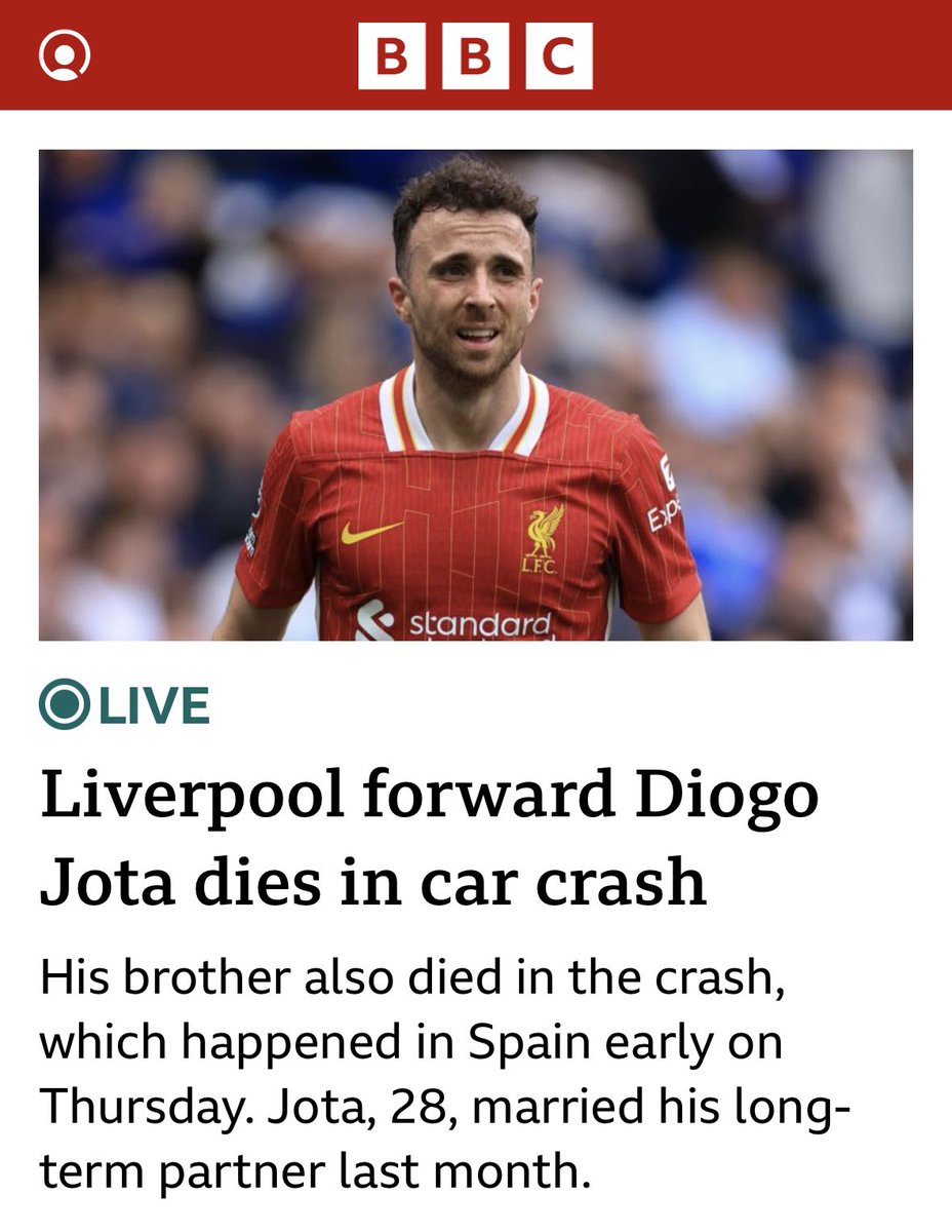 Horrendous!
His poor family and loved ones. 
A terrific footballer. 🙌
So sad. 
RIP Diogo and his brother.