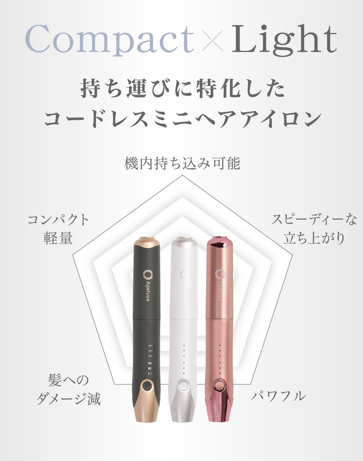 ✨【極美品】✨agetuya アゲツヤ コードレスブラシアイロン 新発売】Agetuya コードレスミニブラシアイロンプラス