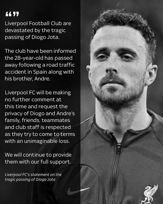 Liverpool Star Diogo Jota Dies in Spain Car Crash