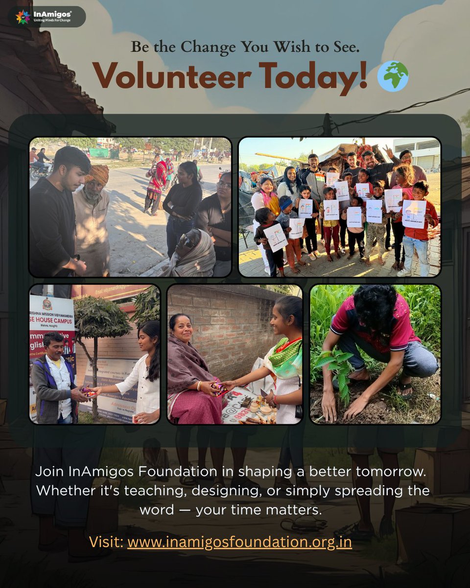 harrsh_here's tweet photo. 🌟 Step up. Speak out. Show up.
At InAmigos Foundation, every small act of volunteering turns into a ripple of change.
Join us. #InAmigos #Volunteer #BetterFuture #NGO #BeTheChange @InamigosF https://t.co/DCwgvPXnc3