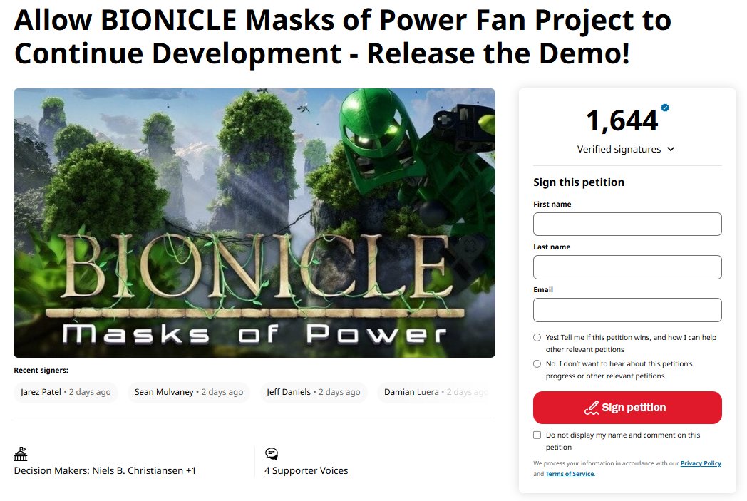 TaoheNetrus's tweet photo. The battle for the cause continues
LEGO had no legitimate reason to take Masks of Power away from us, just as we have no reason to allow corpos for such shameless actions
Links to petitions:
https://t.co/0nzUctY9Nc
https://t.co/2gX1Q1WWwE
#RestoreTheMasksOfPower #lego #bionicle https://t.co/Q2dcyBMa3z