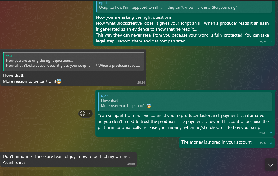 Everlyne_Muia's tweet photo. If  #blockcreative came around when the only thing I was doing was scriptwriting, I would be in tears too. piracy, in the industry ,not even getting noticed for the good work you do as a writer because they want  someone with years of experience yet, they can't craft a good story https://t.co/QrTX51FKJ4