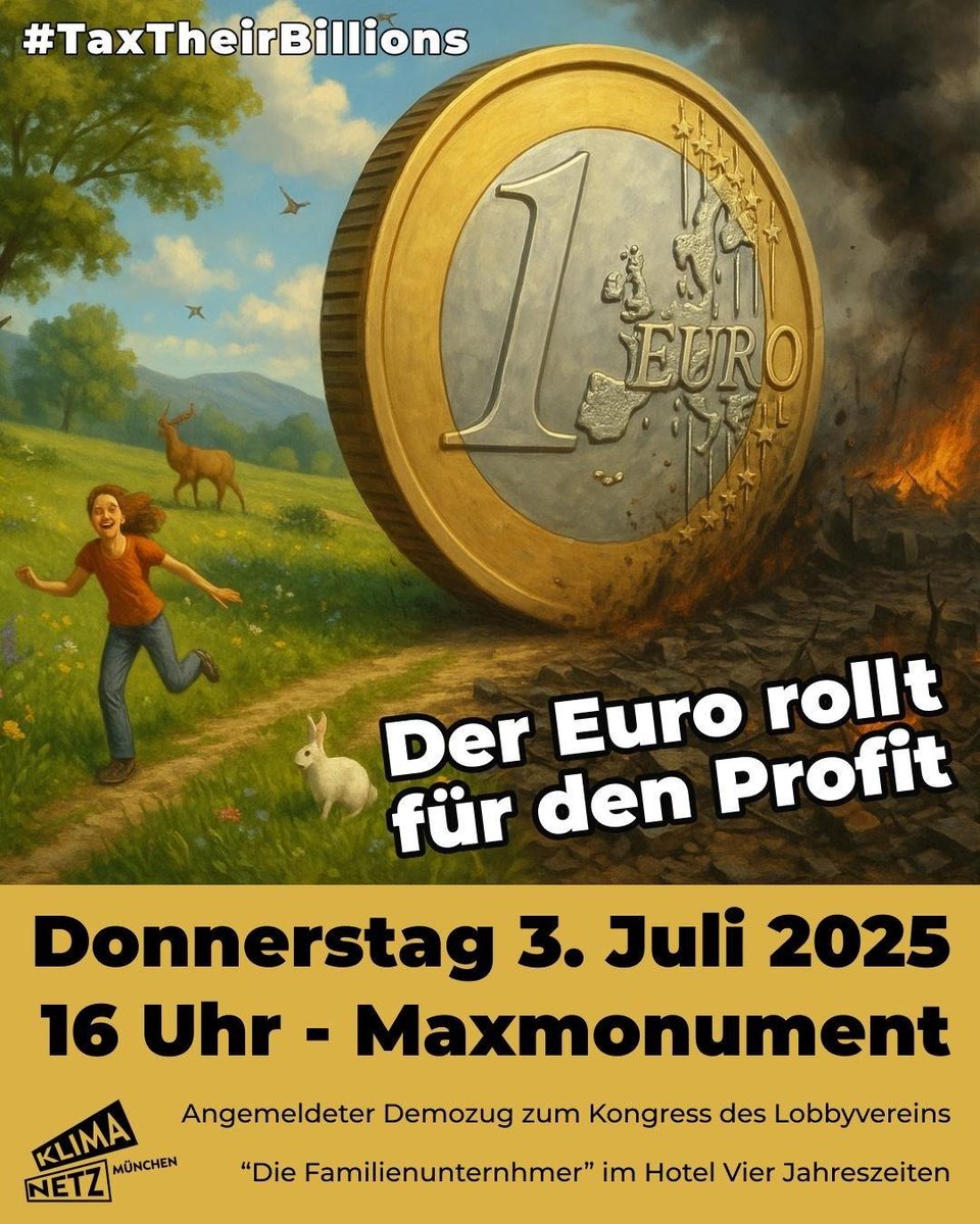 🔥last call: HEUTE❗#muc0307

Demo zum Kongress des Lobbyvereins "Die Familienunternehmer" im Hotel Vier Jahreszeiten. #München

Treffpunkt: Donnerstag, 3. Juli 2025, 16 Uhr - Maxmonument München

#TaxTheRich