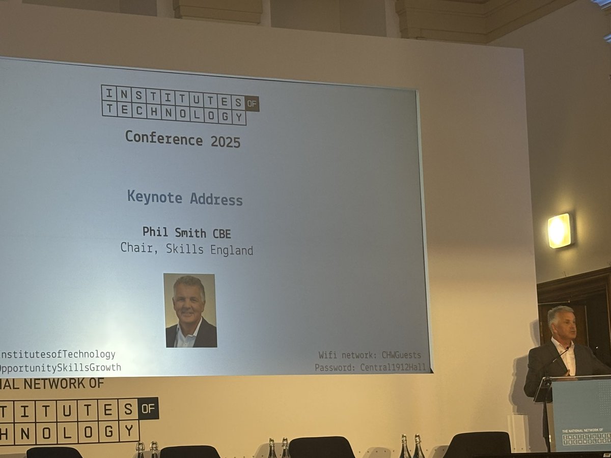 Some really interesting insight from Phil Smith from <a href="/SkillsEngland/">SkillsEngland</a> about simplification, collaboration and engagement #InstituteofTechnology
