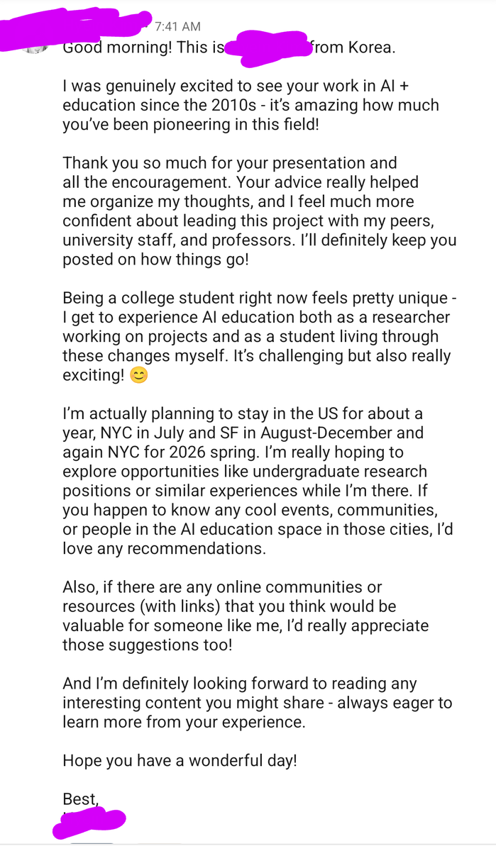 Stefania_druga's tweet image. When I get tired and sick from working so hard and optimize for impact not $$ messages like these are my rocket fuel 🙏