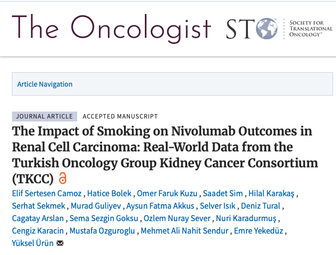 The Impact of Smoking on Nivolumab Outcomes in Renal Cell Carcinoma: Real-World Data from the Turkish Oncology Group #KidneyCancer Consortium

academic.oup.com/oncolo/advance…

This retrospective study from the Turkish Oncology Group Kidney Cancer Consortium found that current smoking
