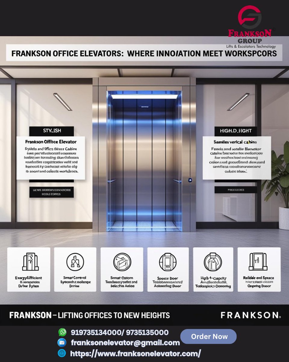 FranksonEl22317's tweet image. Efficiency Above All—Frankson Elevators.

#FranksonElevator #ElevatorForOffice #OfficeElevator #Elevators #OfficeBuilding #CommercialElevators #BuildingDesign #OfficeSpace #Accessibility #WorkplaceSolutions #InnovativeDesign #ElevatorInstallation #SmartBuilding
