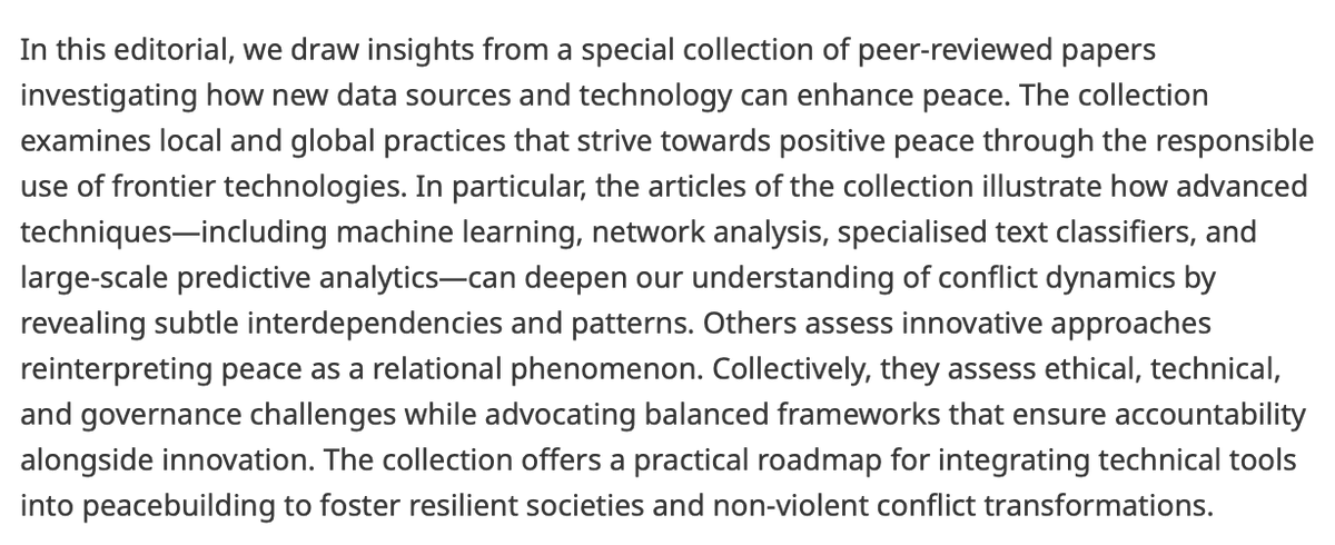 Data_and_Policy's tweet image. Latest Editorial, summarising our special collection of papers!
Data for peace: how novel data sources and technology can enhance peace?
👉 bit.ly/3Iaq3mO
By @innarliiv, @sverhulst, @EvelyneTauchni1, @MichiGiovanardi, @KalypsoNicolaid & @MWaehlisch
#data #peace