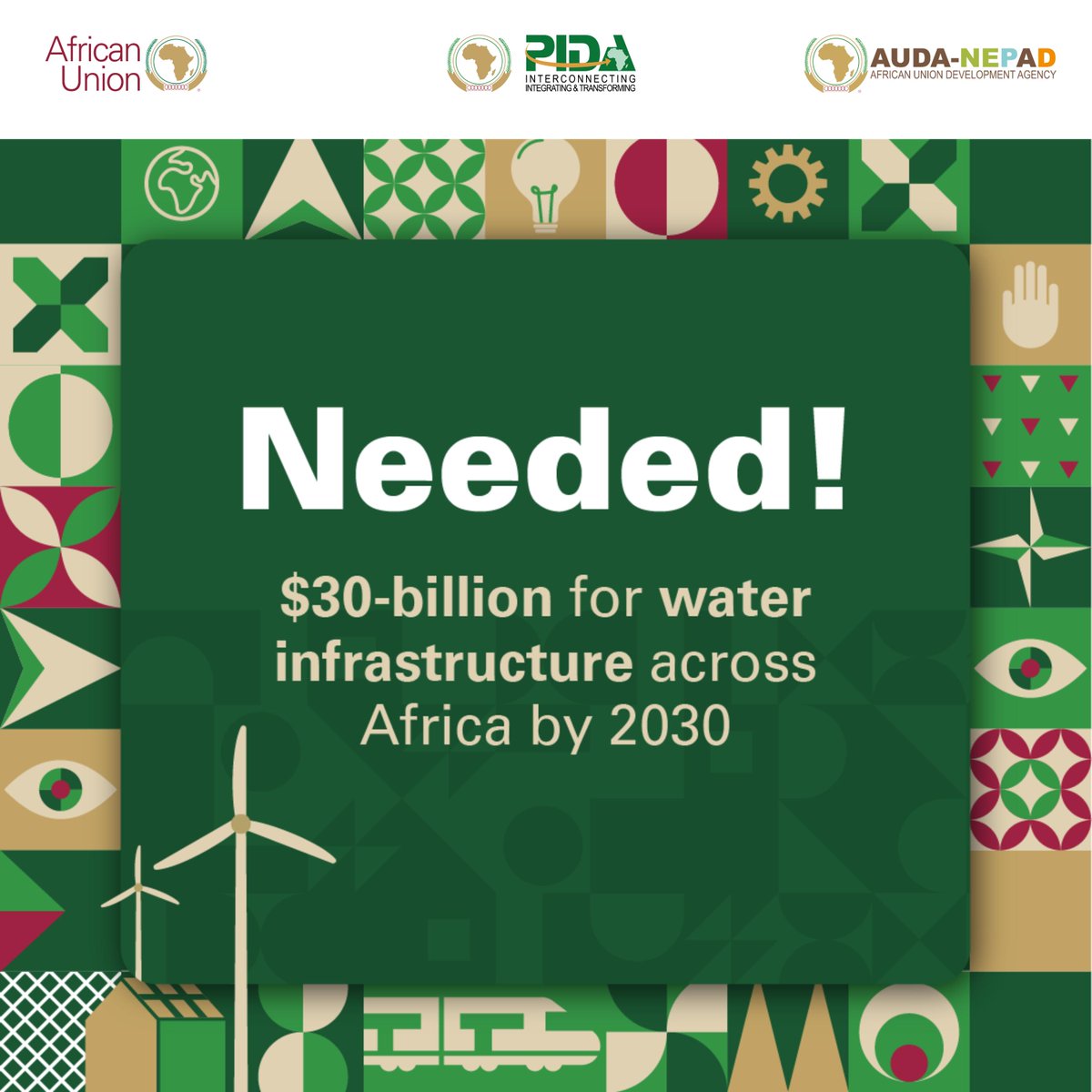 💧Transboundary water is one of 4 priority sectors under <a href="/PIDA_Africa/">Programme for Infrastructure Development in Africa</a>.

Africa has 54 shared river basins vital for integration &amp; resilience. 

📊 By 2030, $30B/year will be needed for water infrastructure, presenting huge investment opportunities.

Read: au-pida.org/download/pida-…