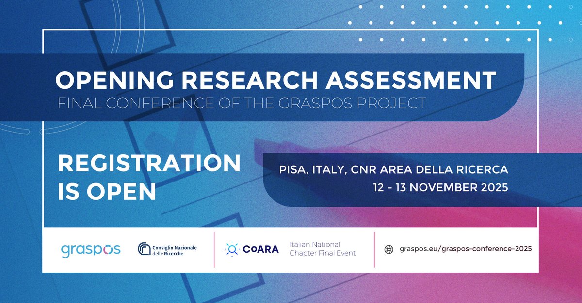 GraspOS_project's tweet image. 💫 Registration is open & the programme is out for Opening Research Assessment, the Final Conference of #GraspOS
📢 Keynotes: @LizzieGadd & Maria Chiara Carrozza
📌 Poster deadline extended to 12 July
🔗 Register & submit now: graspos.eu/graspos-confer…
#OpenScience #OpeningRA