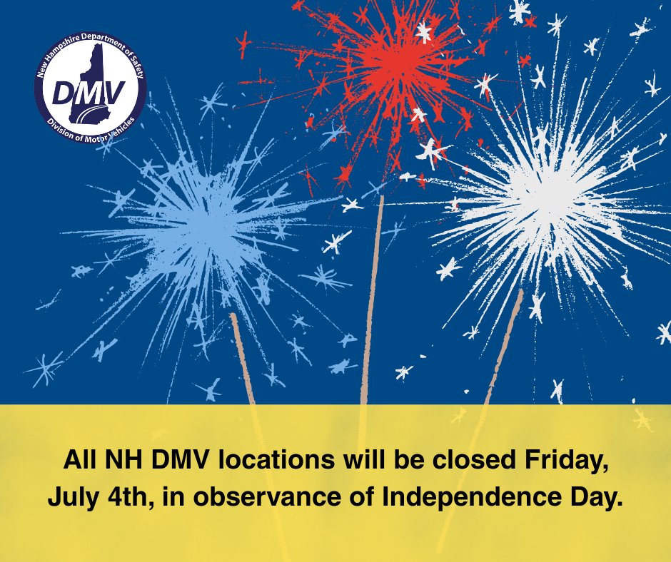 Please plan ahead: our DMV locations will be closed this Friday in observance of Independence Day.