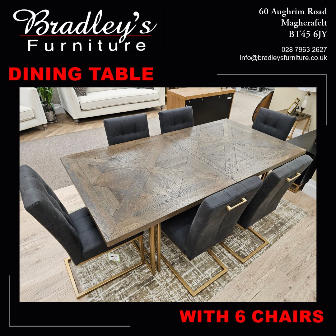 Bradleys_Furn's tweet image. Dining Table with 6 Chairs – Now Available! ✨
Gather family and friends around a stylish dining set that’s perfect for everything from everyday meals to special occasions.

📍 See it today at Bradley’s Furniture.
#DiningSet #DiningRoomStyle #HomeDining #FurnitureInspo