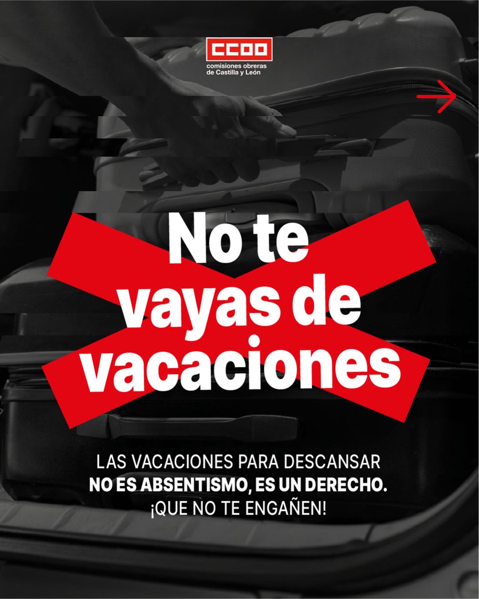 CCOOCyL's tweet image. - Descansar es un derecho.
Para recuperar fuerzas. Para seguir adelante.
Necesitamos desconectar.
Vacaciones no es absentismo.
- Las vacaciones son un derecho laboral que protege nuestro bienestar
Y ese derecho se defiende.
- Sí a las vacaciones.
Sí al descanso.
Porque el…