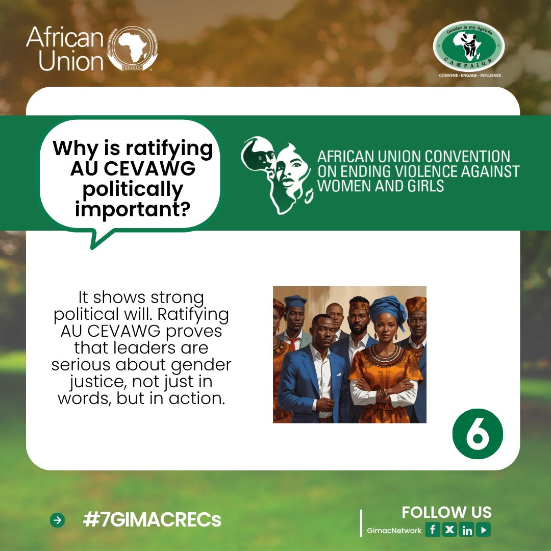 Real leadership shows in what you ratify, not just what you say.
AU CEVAWG is a litmus test for governments serious about justice and dignity for women and girls.
#7GIMACRECs #14GIMACYouth