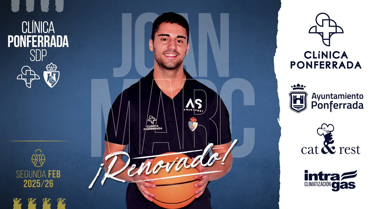 baloncestoSDP's tweet photo. 🚨 OFICIAL | Joan Marc Ferrer renueva con el Clínica Ponferrada SDP para la temporada 2025/2026

🏀 El técnico catalán cumplirá su tercera temporada en Ponferrada.

🔗👉 https://t.co/uYJDt6CR7p

🎫 https://t.co/gMKdkh0PaG

#AportaTuGranito #SomosSDP https://t.co/QpR5nDe2TN