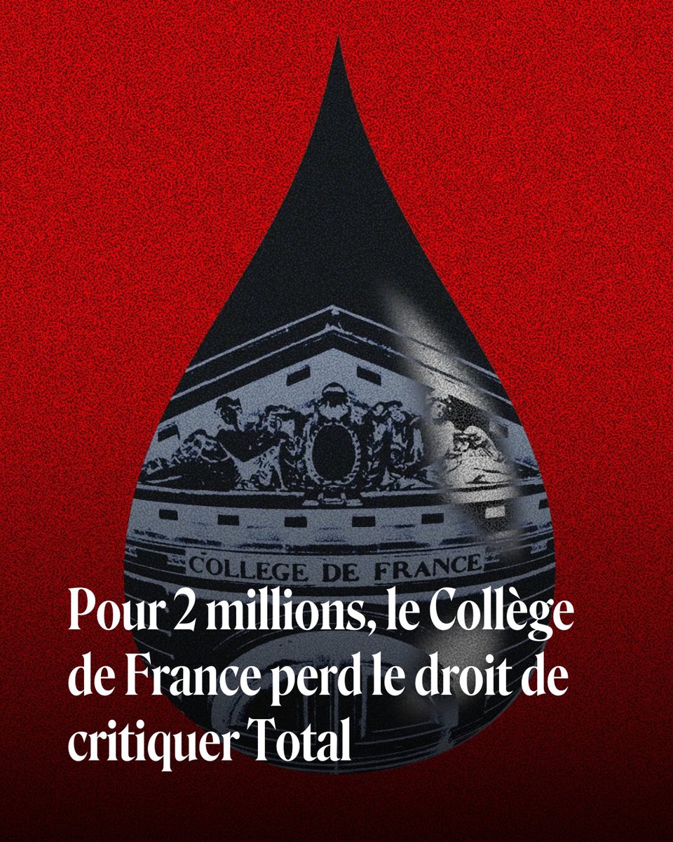 💸 La prestigieuse institution doit s’abstenir de toute communication susceptible de porter atteinte à l’image de la firme pétrolière, qui finance sa chaire Avenir Commun Durable. Un monde durable… mais pas au détriment du mécène ➡️ l.revue21.fr/Fs