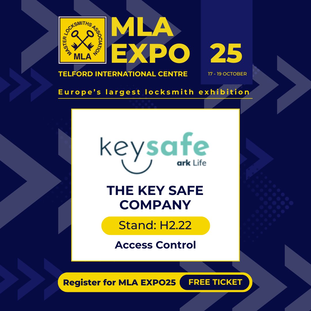 MLAExpo's tweet image. 📣 The @KeySafeUK is joining us at #MLAEXPO25!
📍 Stand H2.22  | 🗓️17th –19th October 2025 | Telford, UK

🎟️ Free ticket 👉 locksmiths.yarringtonevents.co.uk
🔴 Full exhibitor list 👉 locksmiths.co.uk/mla-expo/exhib…