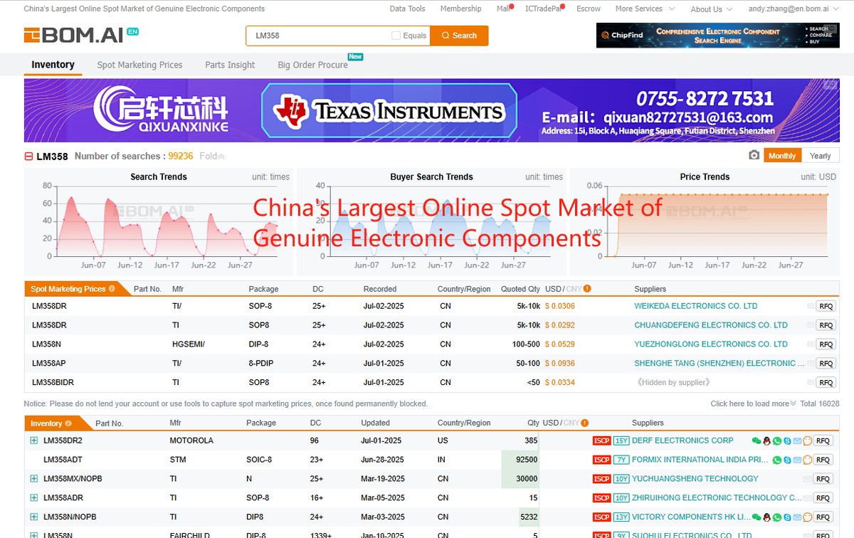 Source and sell components in China，Just come to BOM.AI platform!

B2B electronic components information service platform, 3K+ distributors &amp; 80K+ active buyers.

Start your free trial by creating an account: bom.ai/en/register

#ElectronicParts #Platform