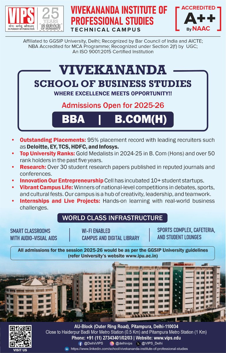 The Vivekananda School of Business Studies is your pathway to success with BBA &amp; B.Com (H) programs. Boasting outstanding placements, top university ranks, extensive research, &amp; a vibrant campus life, we prepare you for the corporate world with hands-on learning