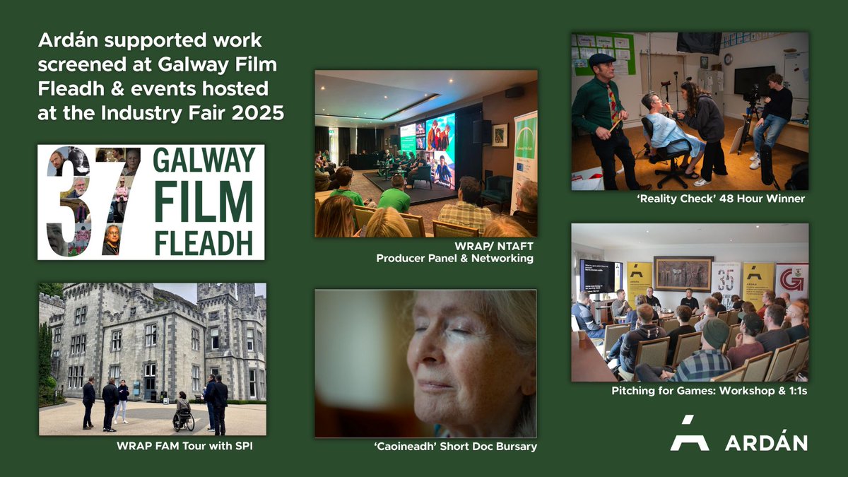 Ardán – as managers of Galway City of Film, WRAP Fund &amp; Commission, NTA Film &amp; TV, and co-managers of the Digital Games Portfolio – are delighted to have supported works screened at Galway Film Fleadh, and we look forward to hosting events at the Fair!

ardan.ie/event/ardan-su…