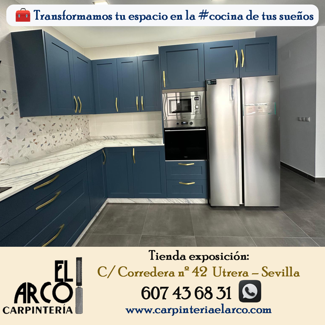 arcocarpinteria's tweet photo. 🔵 Diseño técnico y funcional para tu cocina a medida 
Esta cocina en forma de L combina elegancia y practicidad con puertas en MDF lacado azul mate, 
📍 Visítanos en C/ Corredera nº 42, #Utrera (#Sevilla)
 📞 607 43 68 31
 🌐 https://t.co/rgDsWPW3ss
#CocinasAMedida https://t.co/6ngp68b1A3