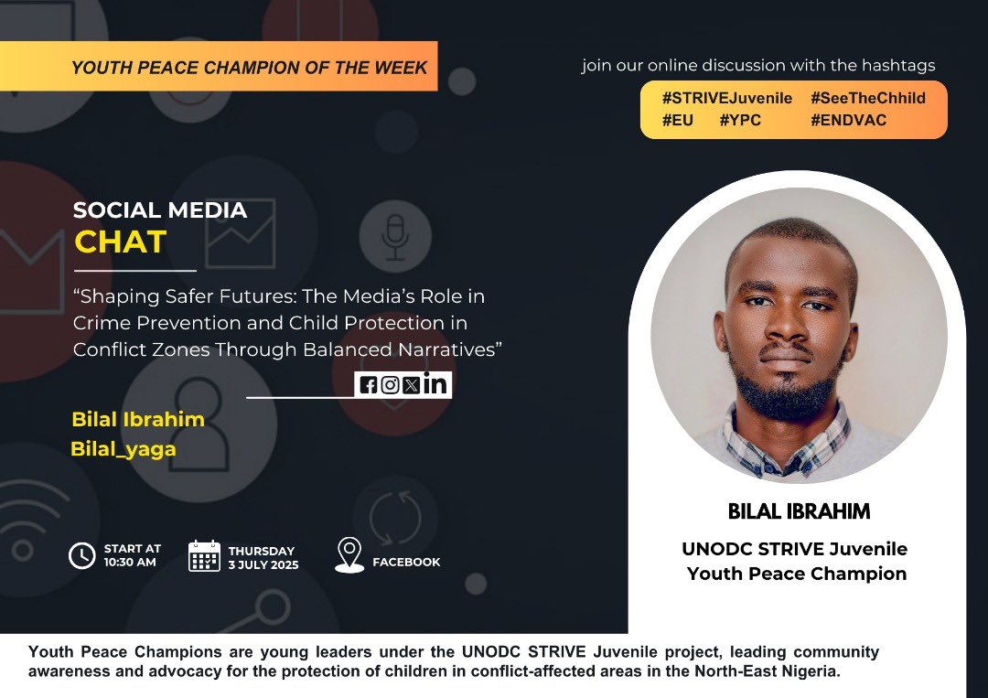Media plays a key role in crime prevention and child protection through balanced narratives. Can media balance awareness and sensitivity in conflict zones?

#ChildrensDay #SeeTheChild #EndVAC #StriveJuvenile #UNODC #YPC