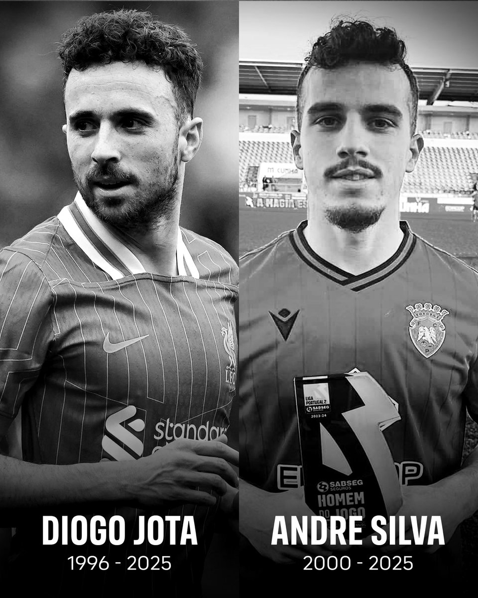 Liverpool and Portugal footballer Diogo Jota 28 and his brother Andre Silva 25 have died in a car crash in Spain. 

Our thoughts are with their family and friends.

May they rest in peace 💔 #RIP 

#lfc