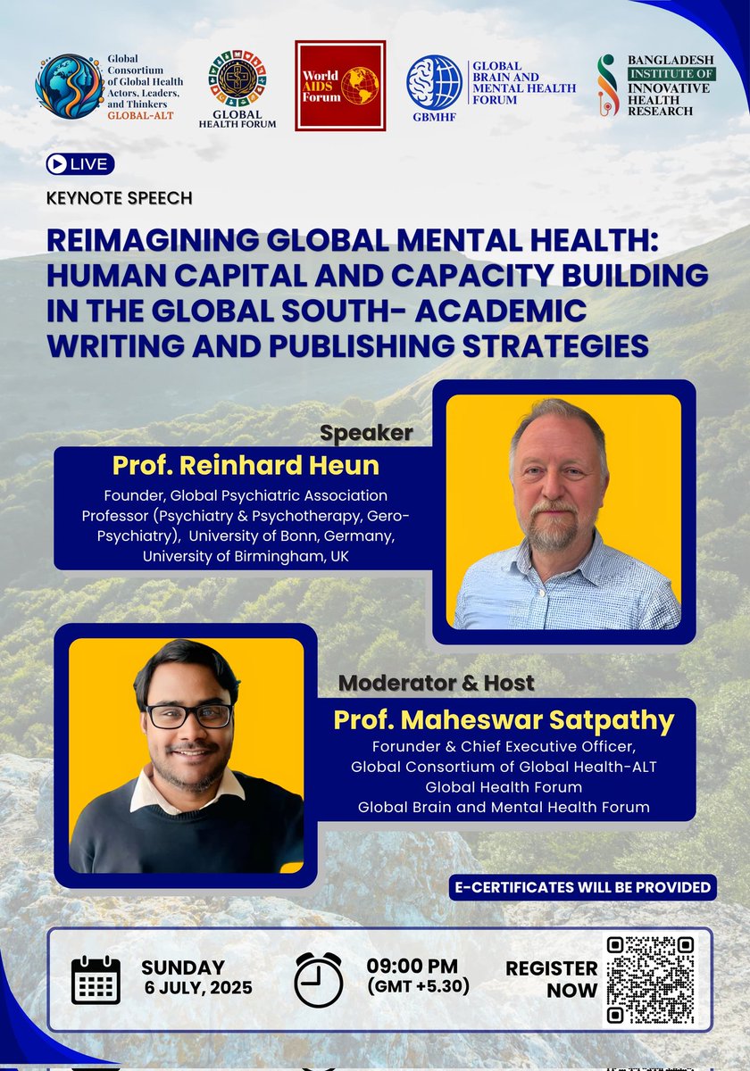 GBMHForum's tweet photo. Registration is FREE. 
We look forward to hosting you on the stage of Global Brain and Mental Health Forum (GBMHF) 
Scan the Barcode or  https://t.co/ncy9Ybvrxi 
#CFP #India #MentalHealth #GlobalHealth #HealthSystems #SDGs #PublicHealth
 #SouthAsia #WebinarAlert #WorkshopAlert https://t.co/OBxKy6fqrT