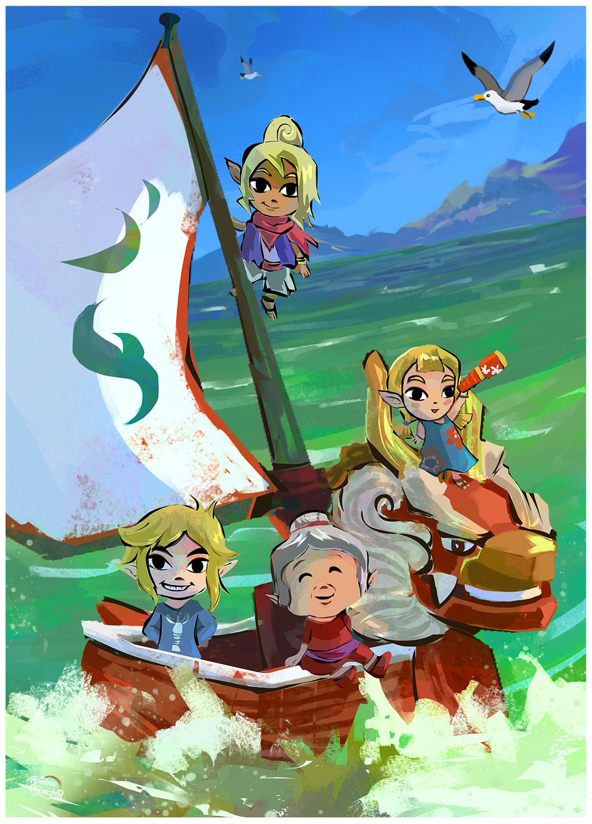 Rainbowphiloso1's tweet photo. Trip through the sunshine. Painted in Photoshop.
#zelda #thelegendofzelda #windwaker #thelegendofzeldawindwaker #zeldafanart #link #linkfanart #nintendo #nintendogames #nintendofanart #videogames #videogamesfanart #artist #tetra #grandma #sister #seagull https://t.co/gBKENtzGGZ