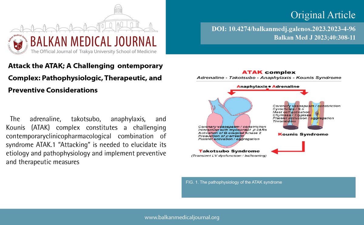 Attack the ATAK; A Challenging Contemporary Complex: Pathophysiologic, Therapeutic, and Preventive Considerations
You can see the free full text of the research by Nicholas G Kounis et al.
Link : balkanmedicaljournal.org/uploads/pdf/pd…