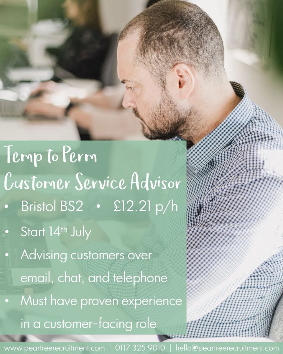 PearTreeRecruitment (@peartreerecruit) on Twitter photo 🤩 Looking for a new customer service role?
📈 Our client is hiring!
Interviews are taking place asap!
📧 hello@peartreerecruitment.com
📞 0117 3259010 🤩 Looking for a new customer service role?
📈 Our client is hiring!
Interviews are taking place asap!
📧 hello@peartreerecruitment.com
📞 0117 3259010