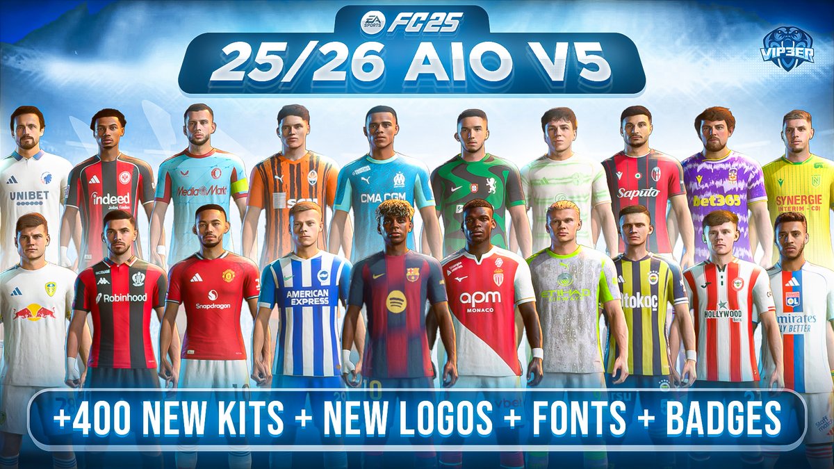 🚨 𝟐𝟓/𝟐𝟔 𝐀𝐈𝐎 𝐊𝐢𝐭𝐬 𝐕𝟓 𝐌𝐨𝐝 𝐟𝐨𝐫 𝐅𝐂 𝟐𝟓
Just Dropped 100% FREE! 🔥

📣 Includes:
🟢 400+ New Kits
🟢 New Club Fonts - Logos
🟢 Updated League Winner Badges
🟢 Career Mode Starts in 2026

🎥 Watch the preview: youtu.be/-mkoBUVW-Fg

#FC25 #Mods #KitMod