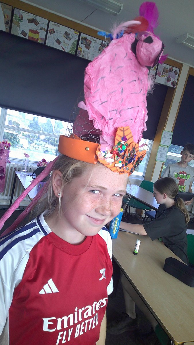 6 Birch were not put off by the hot weather on Tuesday and worked really hard to complete an entire art project  - researching cultural patterns and themes of the Rio carnival, designing an animal head dress and then constructing using chicken wire and papier mâché.