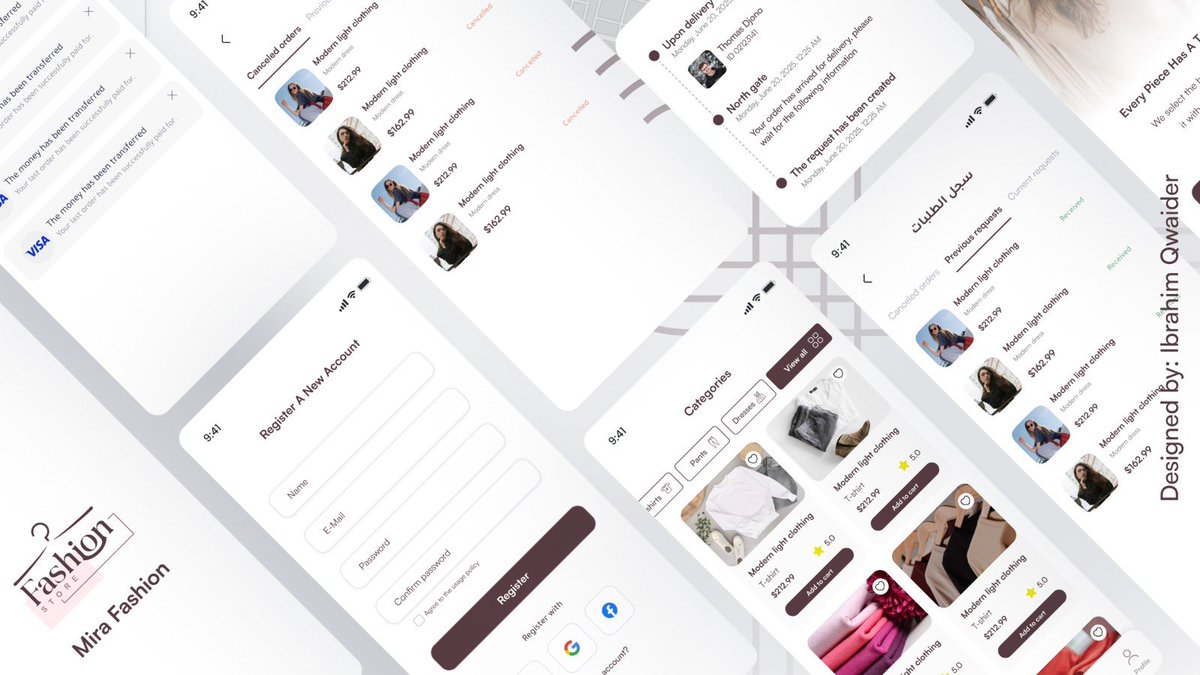 Ibrahim Qwaider (@ibqwaider) on Twitter photo ✨ UI/UX Showcase
👗 Mira Fashion – واجهة أنيقة لتجربة تسوّق أذكى!
📱 تصميم يدمج بين البساطة، الفلاتر الذكية، والخصومات التفاعلية
🎨 باستخدام Design Thinking لواجهة تلامس ذوق المستخدم
📩 تواصل معي لتنفيذ مشاريعك باحتراف :
📧 ibrahimqwaider7@gmail.com
📱 WhatsApp: +972597545615 ✨ UI/UX Showcase
👗 Mira Fashion – واجهة أنيقة لتجربة تسوّق أذكى!
📱 تصميم يدمج بين البساطة، الفلاتر الذكية، والخصومات التفاعلية
🎨 باستخدام Design Thinking لواجهة تلامس ذوق المستخدم
📩 تواصل معي لتنفيذ مشاريعك باحتراف :
📧 ibrahimqwaider7@gmail.com
📱 WhatsApp: +972597545615