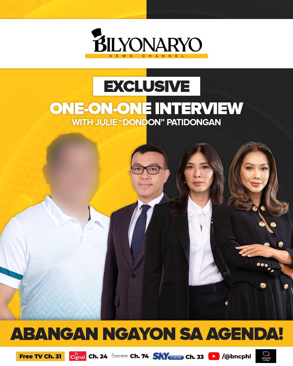 ABANGAN NGAYON SA AGENDA!

BNC exclusive live interview with Julie “Dondon” Patidongan, the witness who linked bilyonaryo gaming mogul Atong Ang in the case of the missing sabungeros.